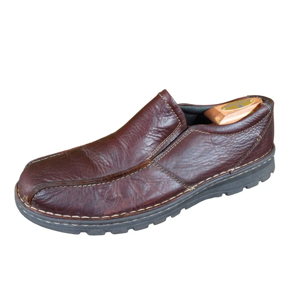 Clarks Vanek Mens Slip On Loafer Shoes Size 11 Walking Brown Leather Comfort